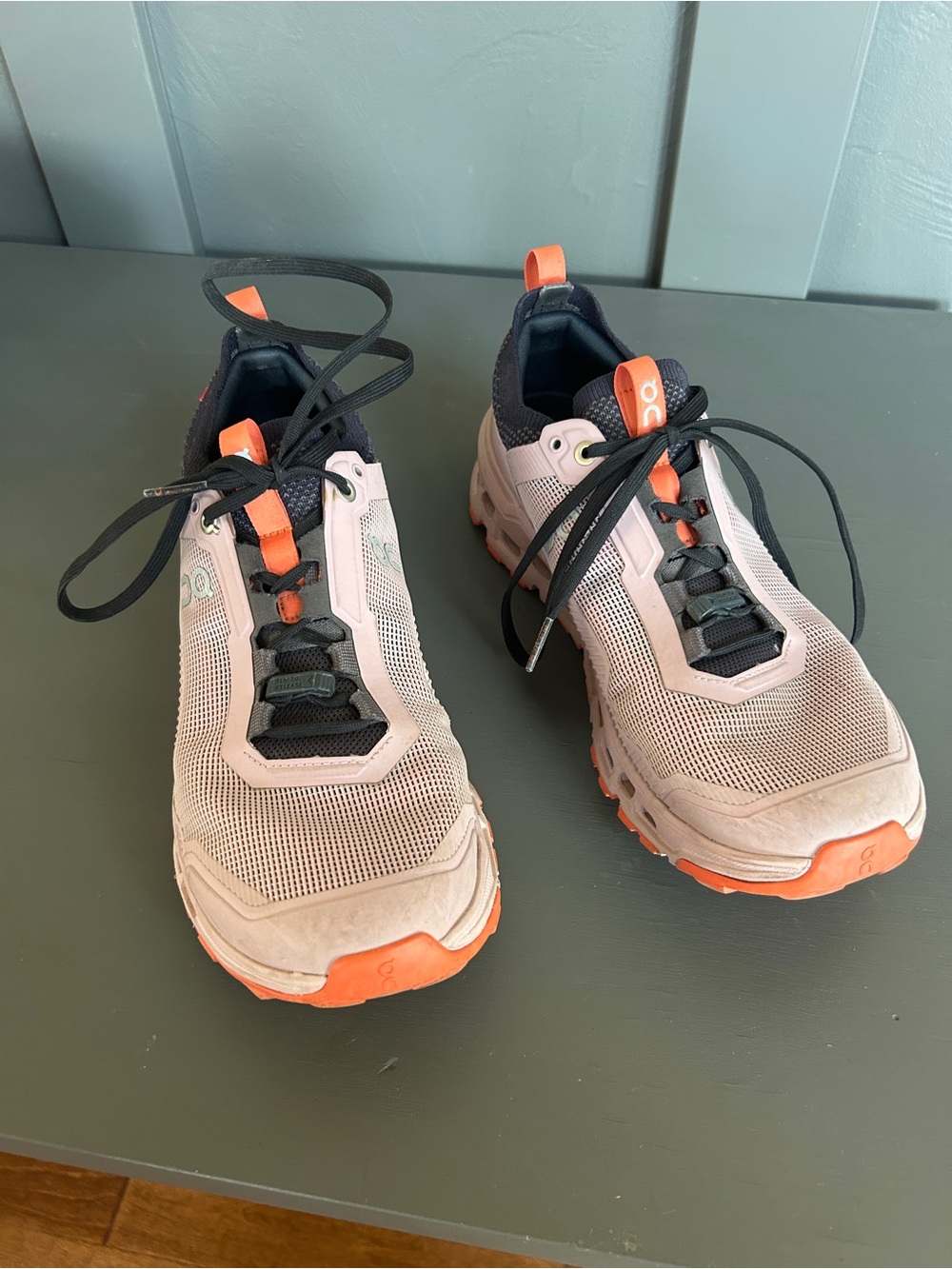 On Running CloudUltra in Light Pink with Orange Accents